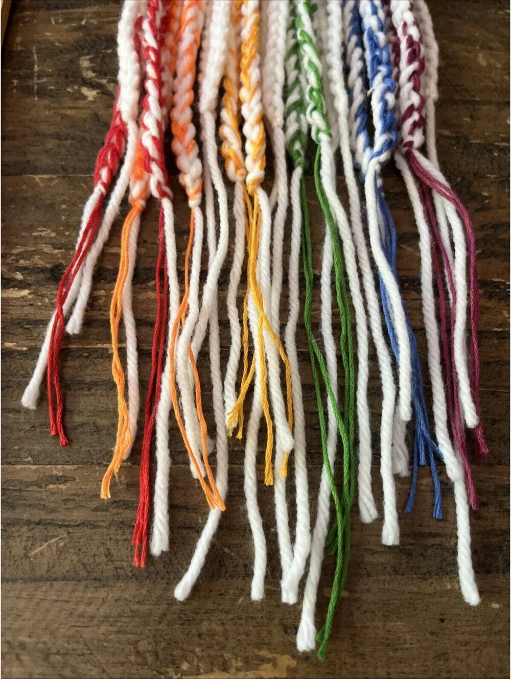Boho Rainbow Yarn Wall Hanging Handmade Crochet Nursery Room Kids Decor Small 3D